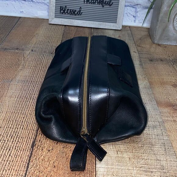Fossil Soft Leather Black Travel Toiletry Bag Shaving Dopp Vintage - Picture 3 of 13
